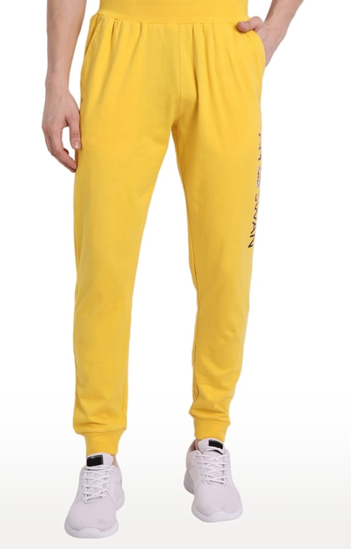 Men's Yellow Cotton Solid Activewear Jogger