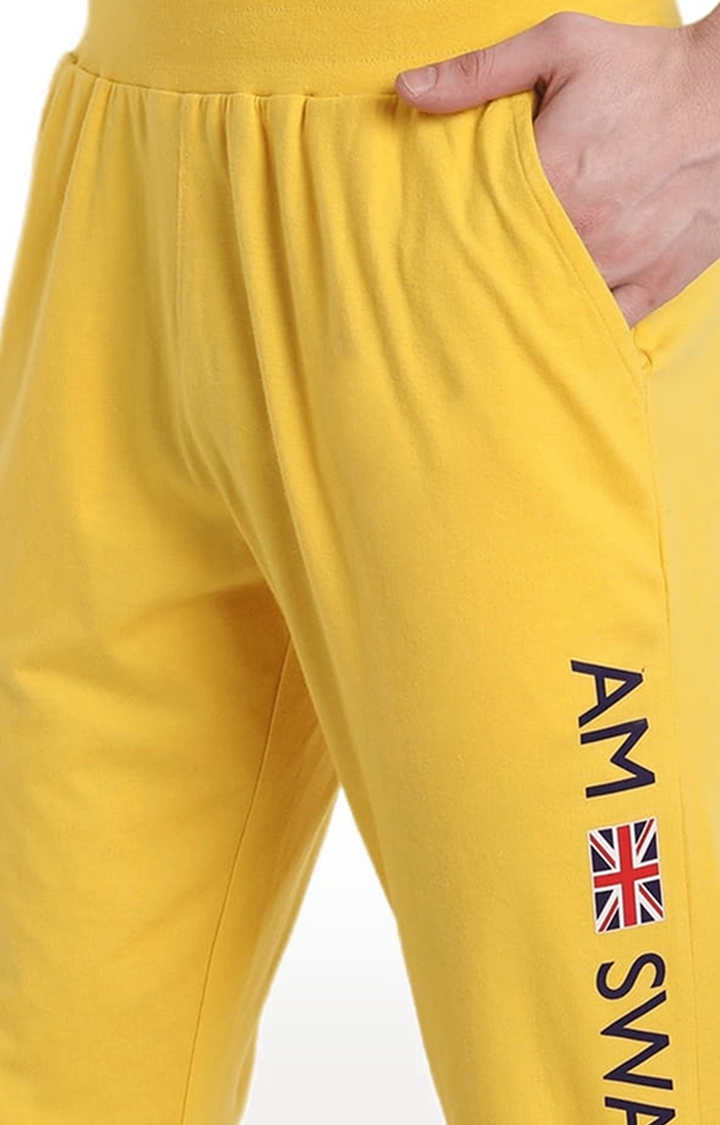 Men's Yellow Cotton Solid Activewear Jogger