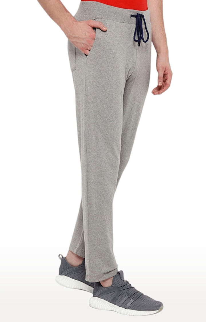 Men's Grey Cotton Melange Textured Trackpant