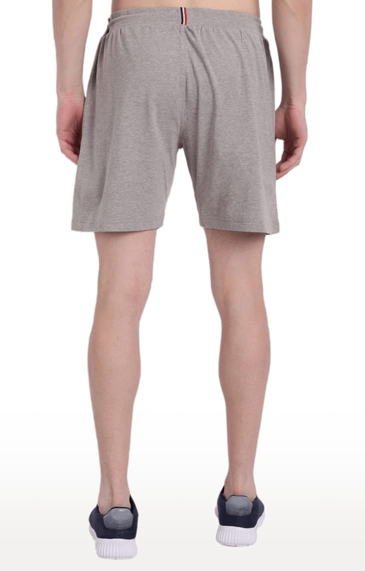 Men's Grey Cotton Melange Textured Activewear Shorts
