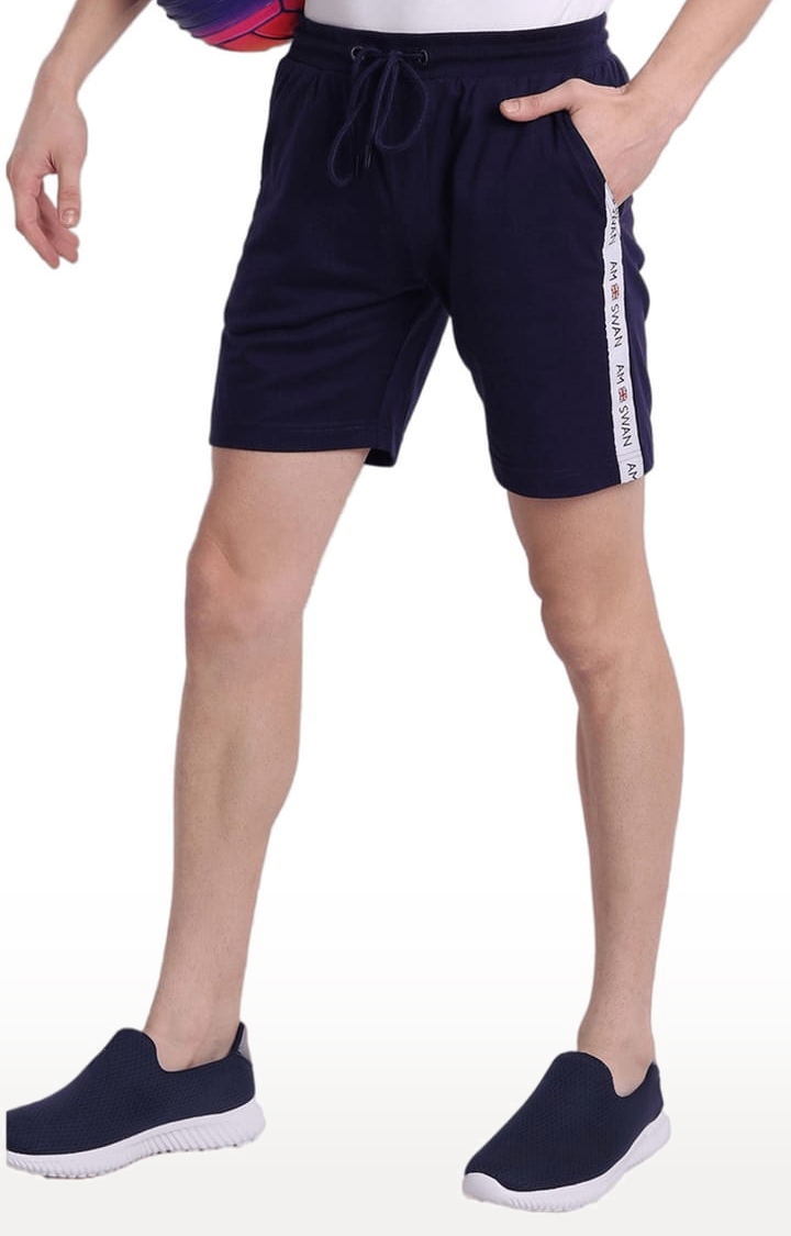 Men's Blue Cotton Solid Activewear Shorts