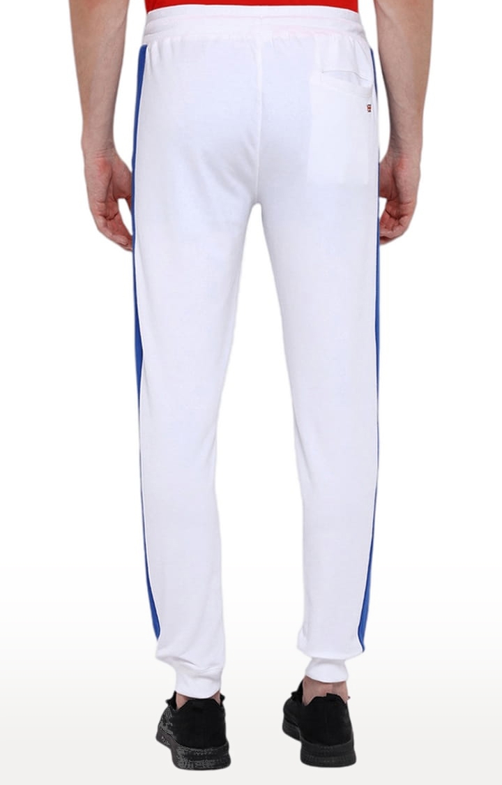 Men's White Cotton Blend Solid Activewear Jogger