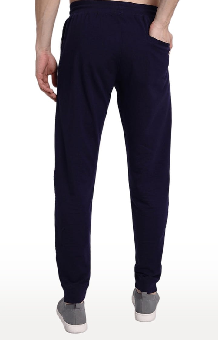 Men's Blue Cotton Blend Solid Activewear Jogger