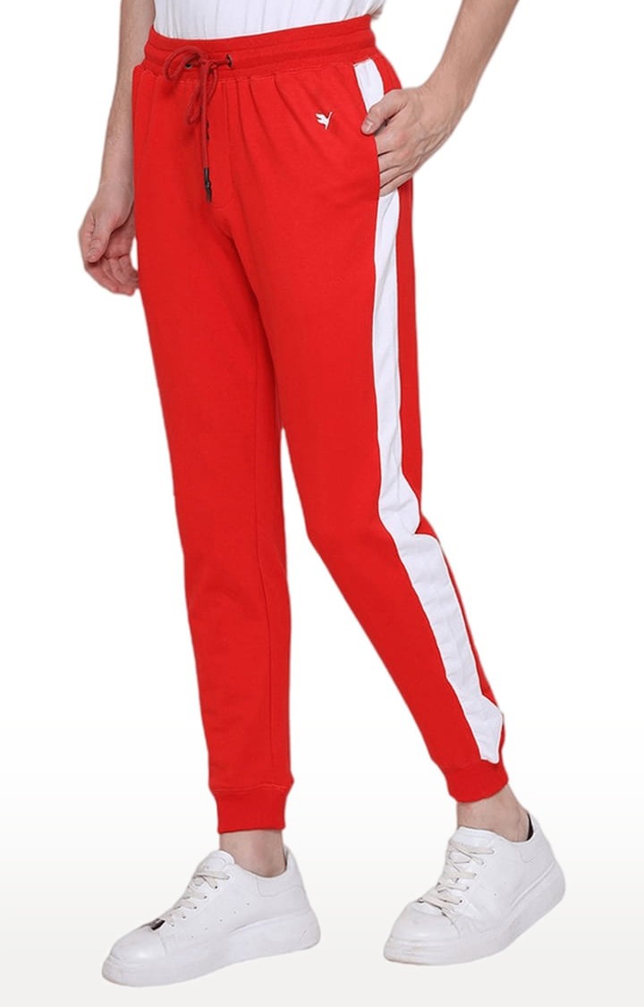 Men's Red Cotton Blend Solid Activewear Jogger