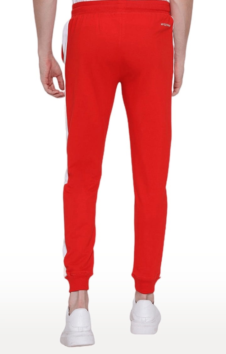 Men's Red Cotton Blend Solid Activewear Jogger