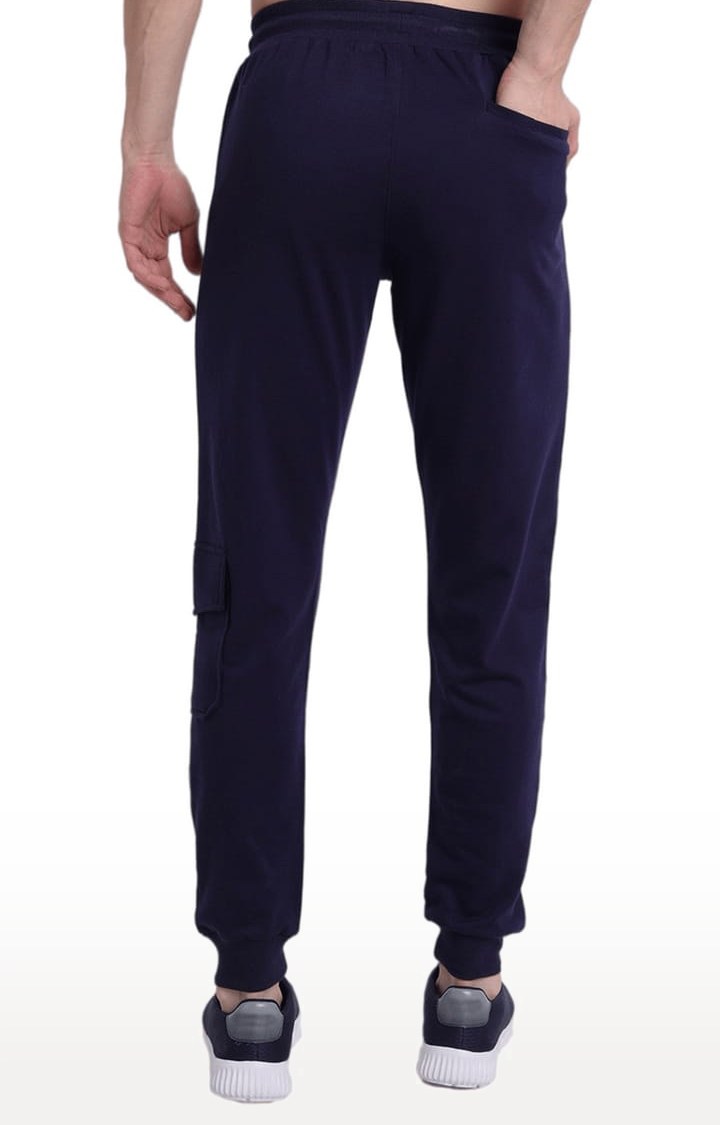 Men's Blue Cotton Blend Solid Casual Jogger