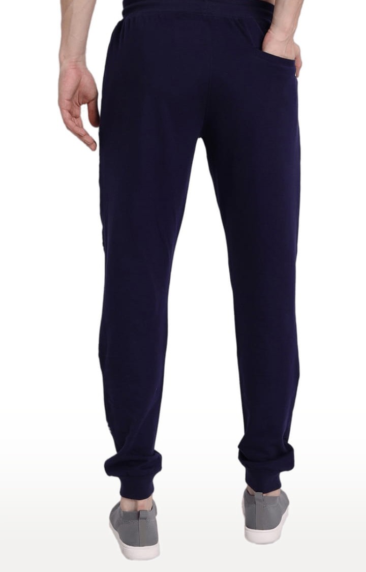 Men's Blue Cotton Blend Solid Activewear Jogger