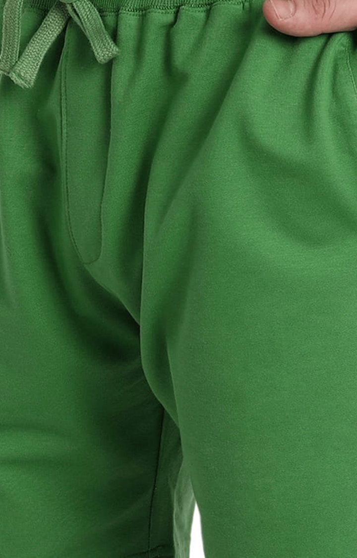 Men's Green Cotton Blend Solid Activewear Shorts