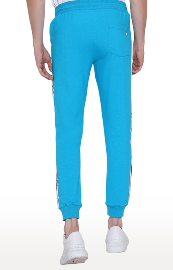 Men's Blue Cotton Blend Solid Activewear Jogger