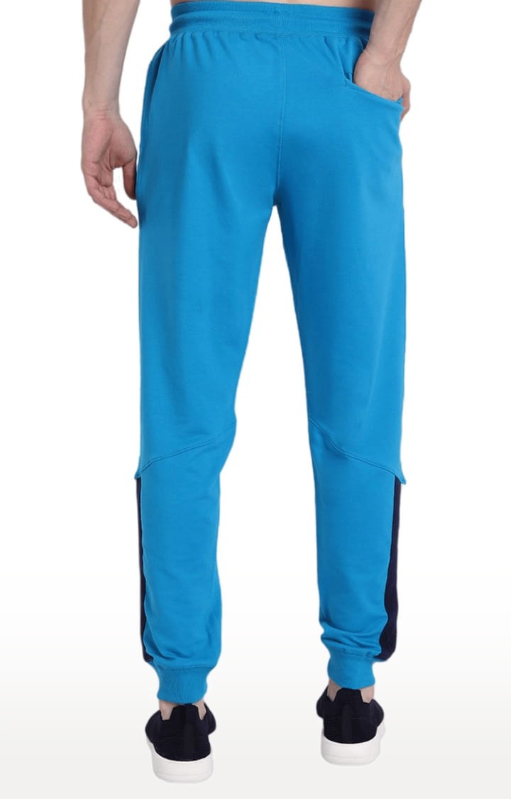 Men's Blue Cotton Blend Solid Activewear Jogger