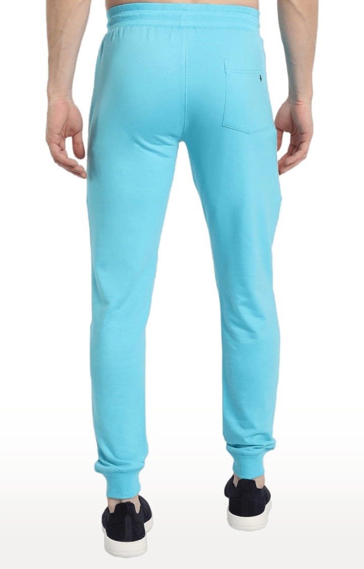 Men's Blue Cotton Blend Solid Activewear Jogger