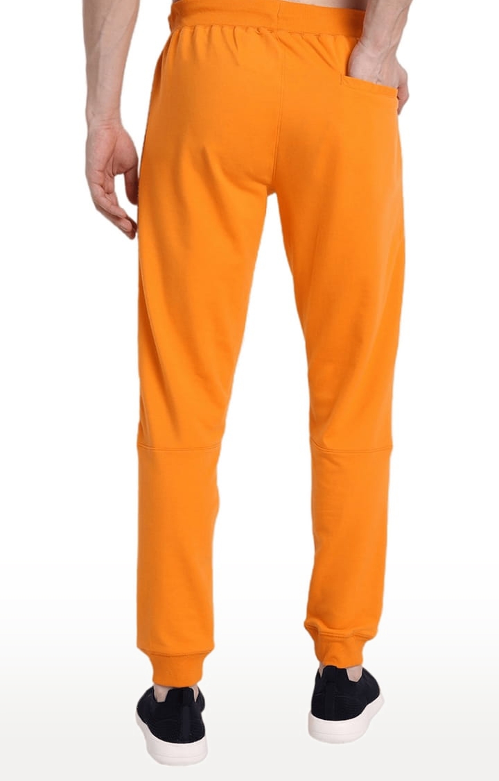 Men's Orange Cotton Blend Solid Activewear Jogger