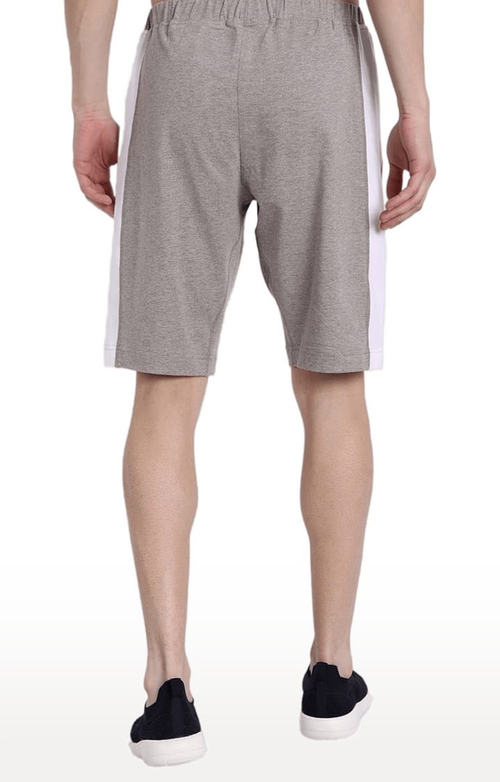 Men's Grey Cotton Blend Melange Textured Activewear Shorts