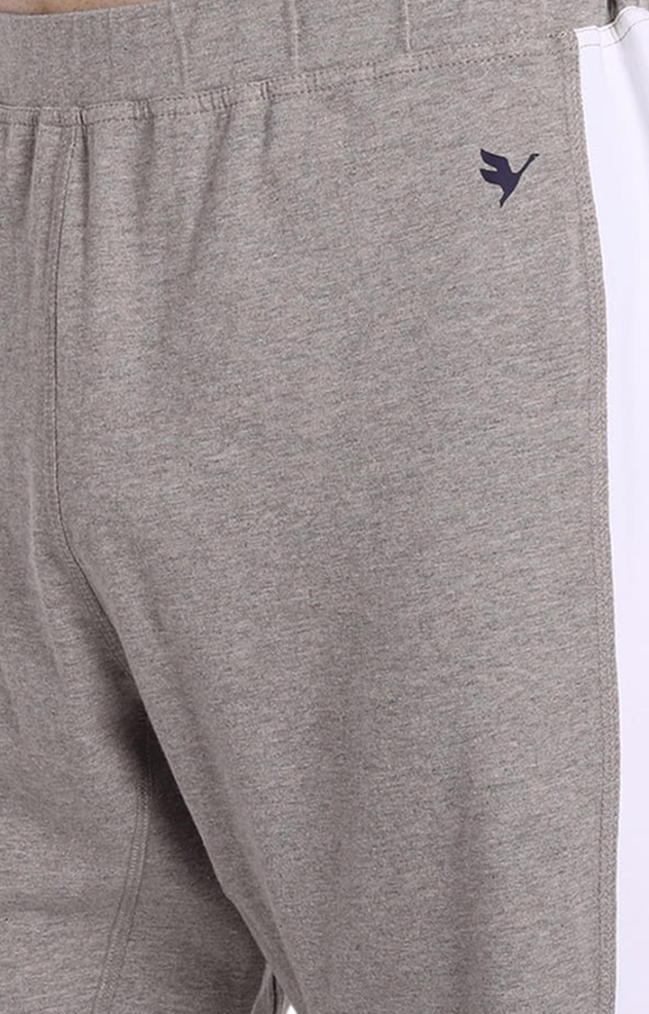 Men's Grey Cotton Blend Melange Textured Activewear Shorts
