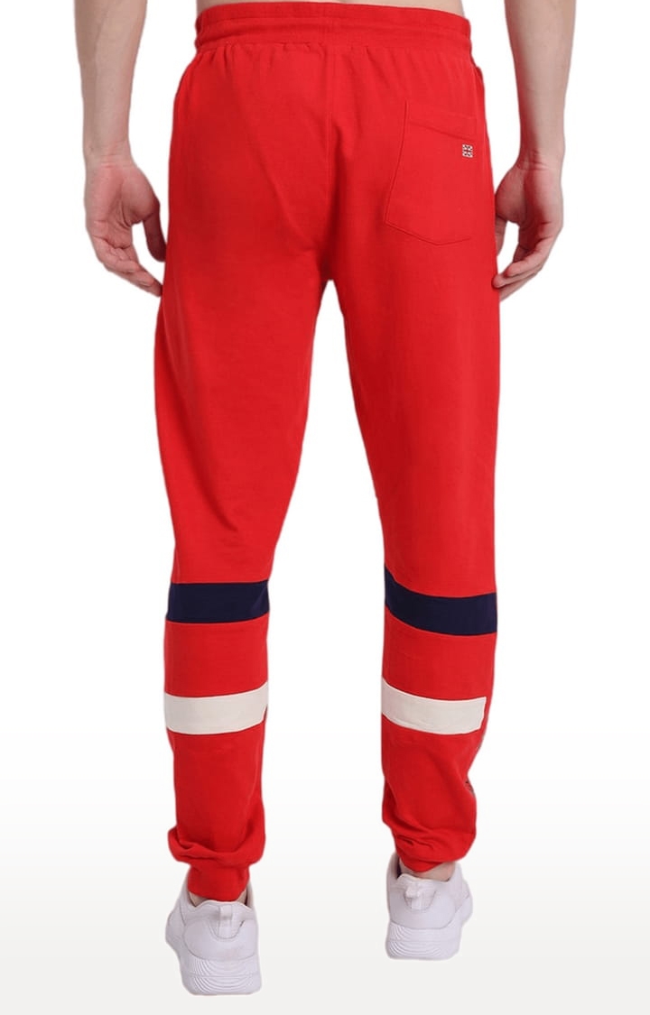 Men's Red Cotton Solid Activewear Jogger