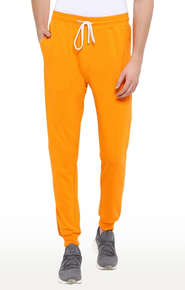 Am Swan | Men's Orange Cotton Solid Activewear Jogger