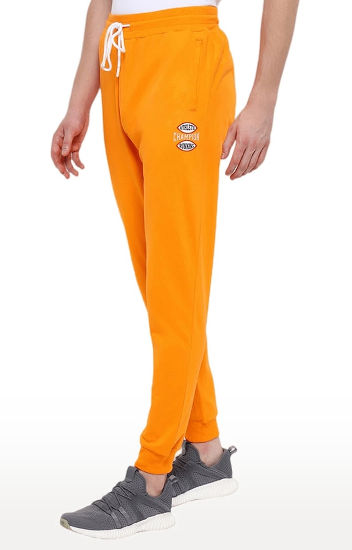 Men's Orange Cotton Solid Activewear Jogger