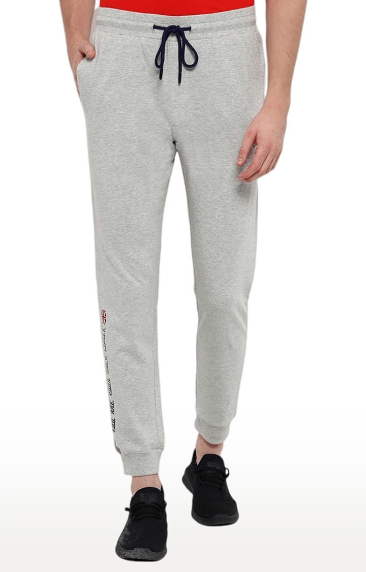 Am Swan | Men's Grey Cotton Melange Textured Activewear Jogger