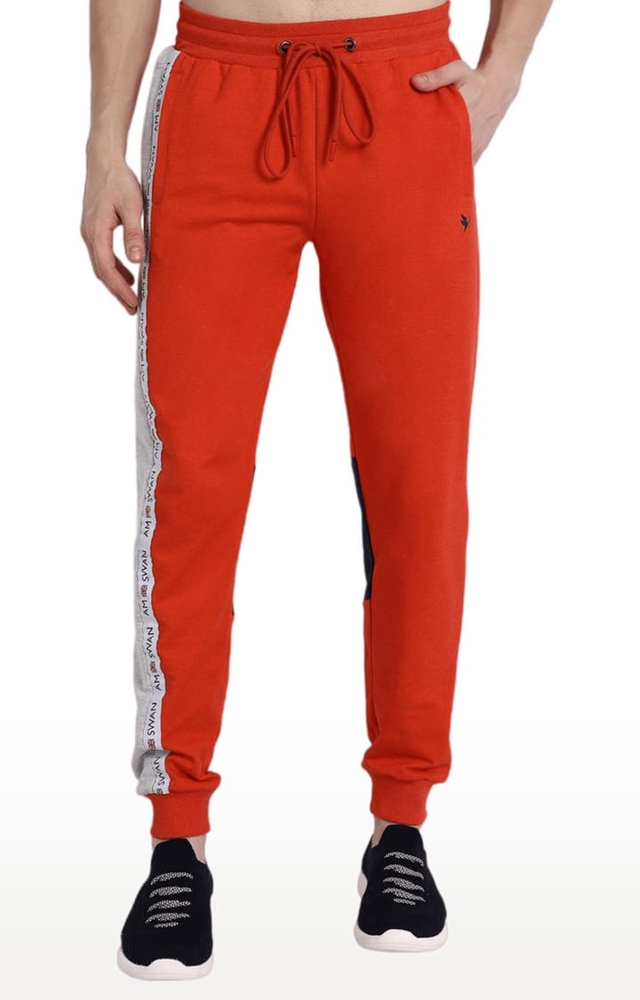 Am Swan | Men's Red Cotton Solid Activewear Jogger