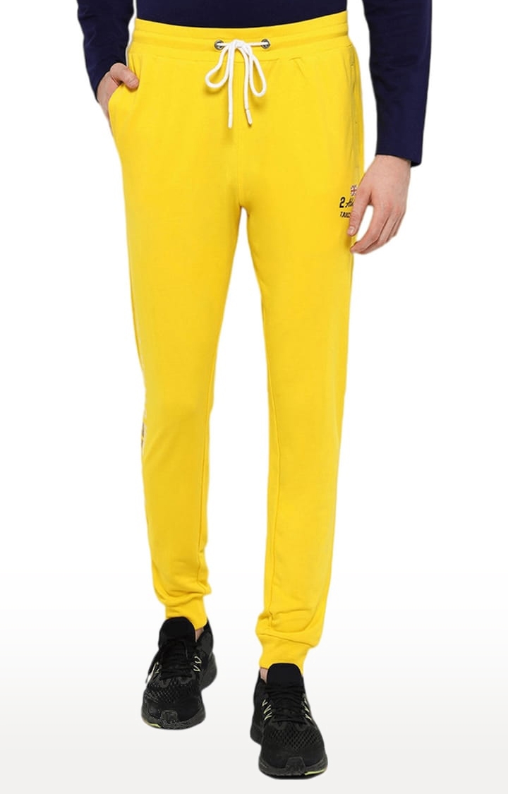 Am Swan | Men's Yellow Cotton Solid Activewear Jogger