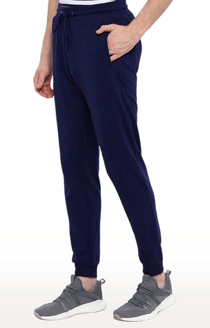 Men's Blue Cotton Solid Activewear Jogger