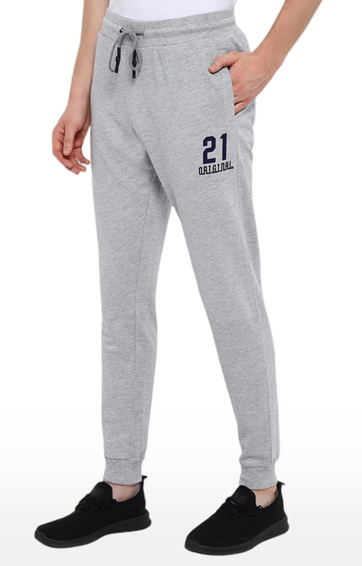 Men's Grey Cotton Melange Textured Activewear Jogger