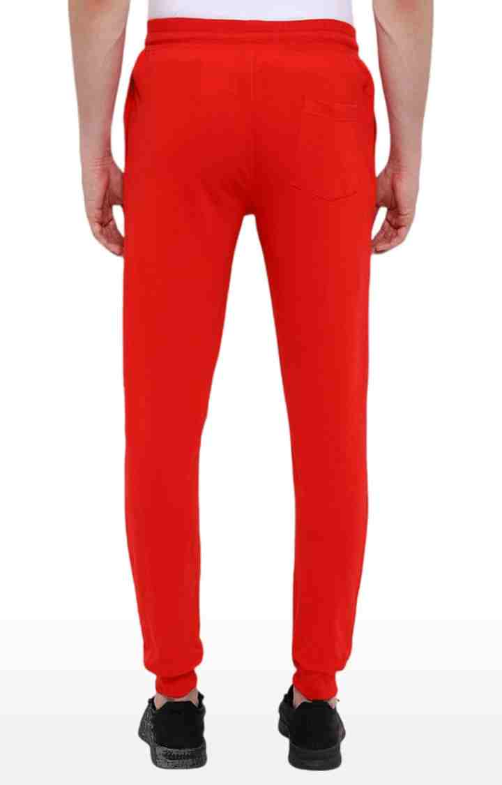 Men's Red Cotton Solid Activewear Jogger