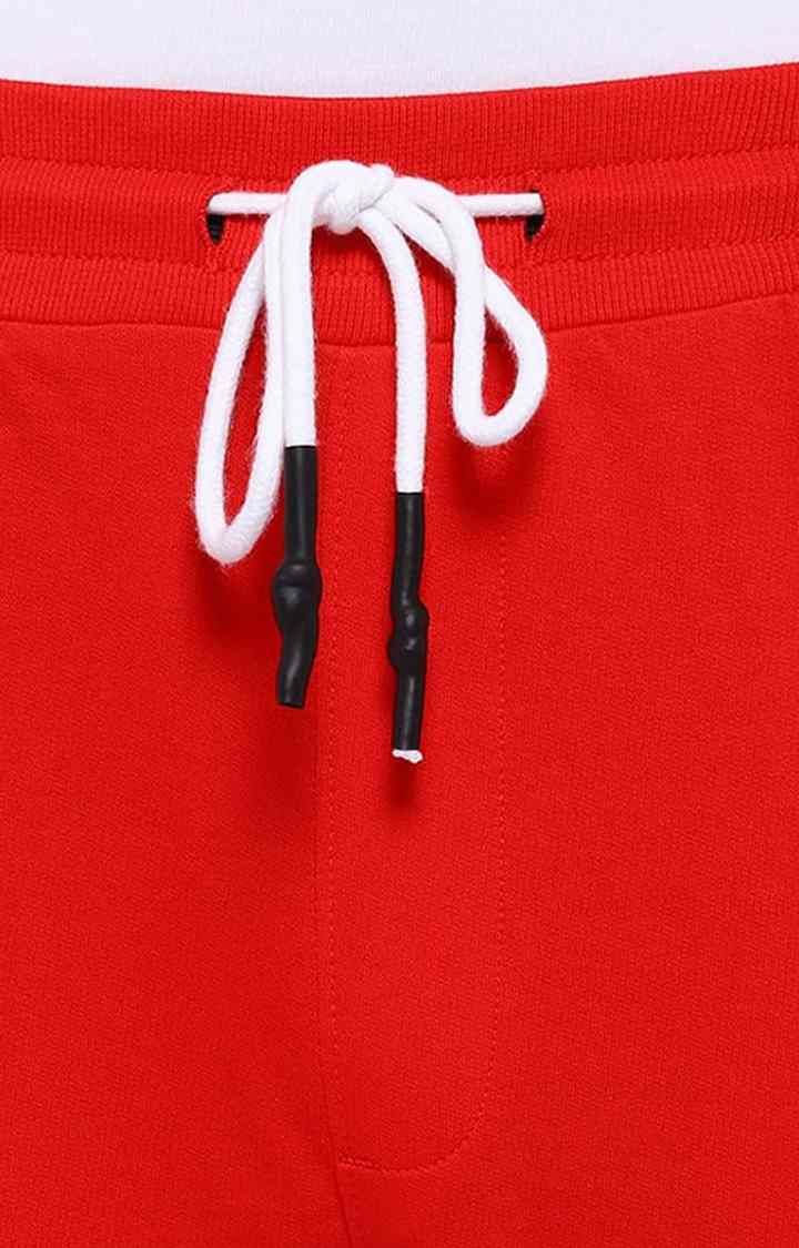 Men's Red Cotton Solid Activewear Jogger