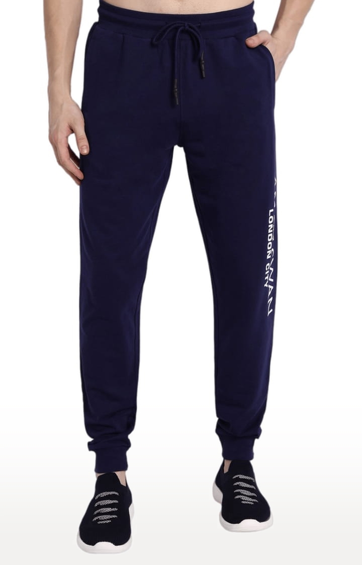 Am Swan | Men's Blue Cotton Solid Activewear Jogger