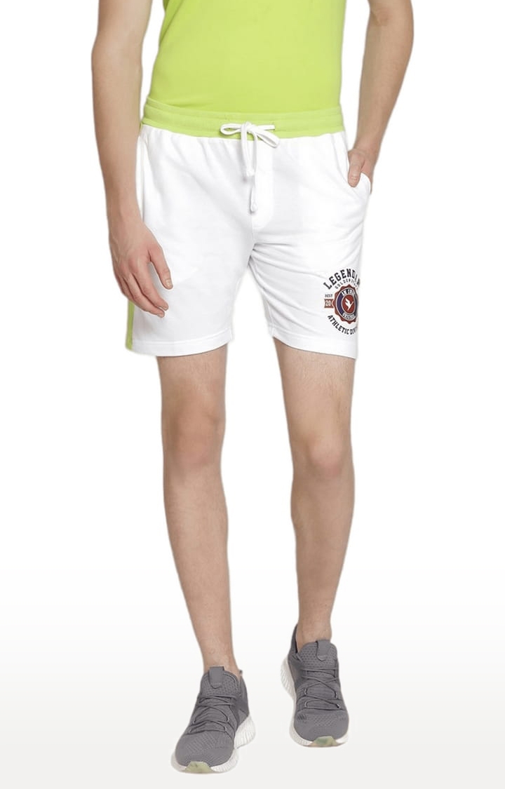 Am Swan | Men's White Cotton Solid Activewear Shorts