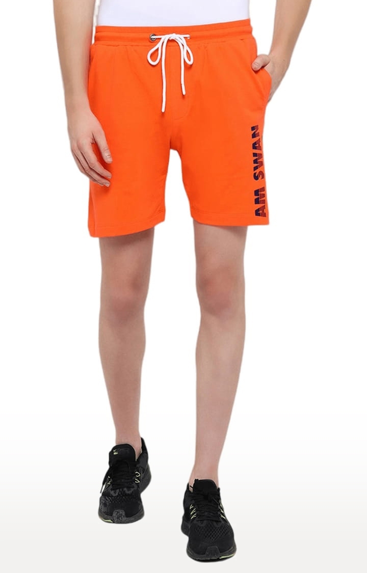 Am Swan | Men's Orange Cotton Solid Activewear Shorts