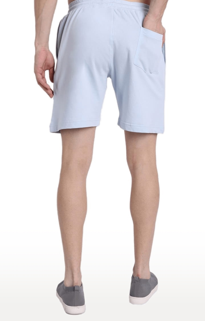 Men's Light Blue Cotton Printed Activewear Shorts