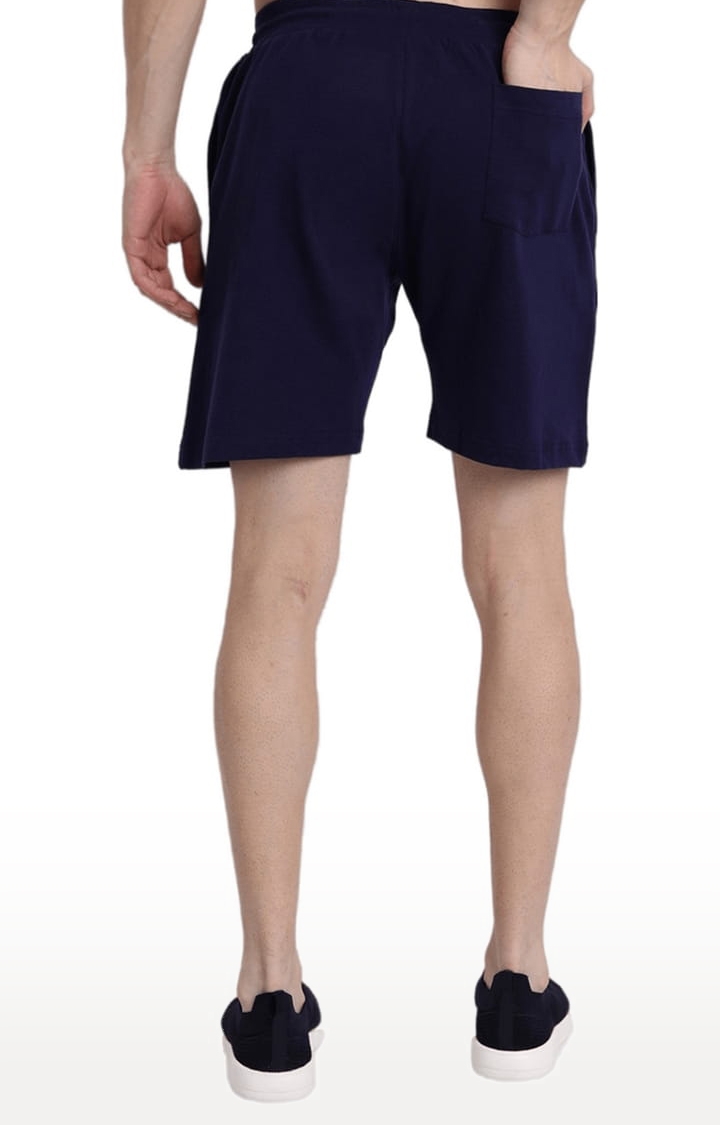 Men's Blue Cotton Printed Activewear Shorts