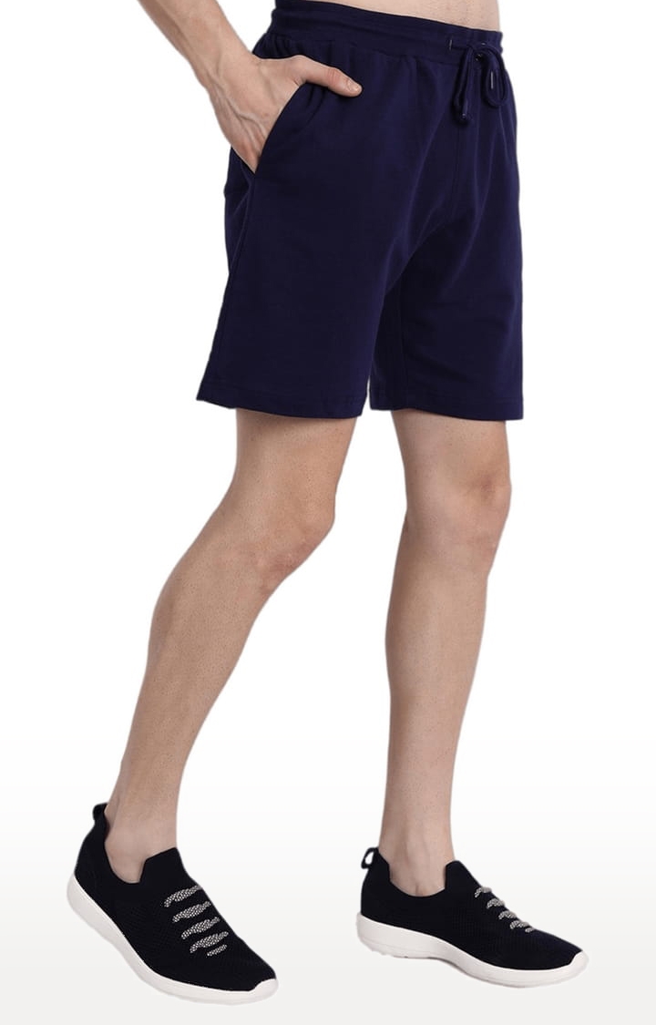 Men's Blue Cotton Printed Activewear Shorts