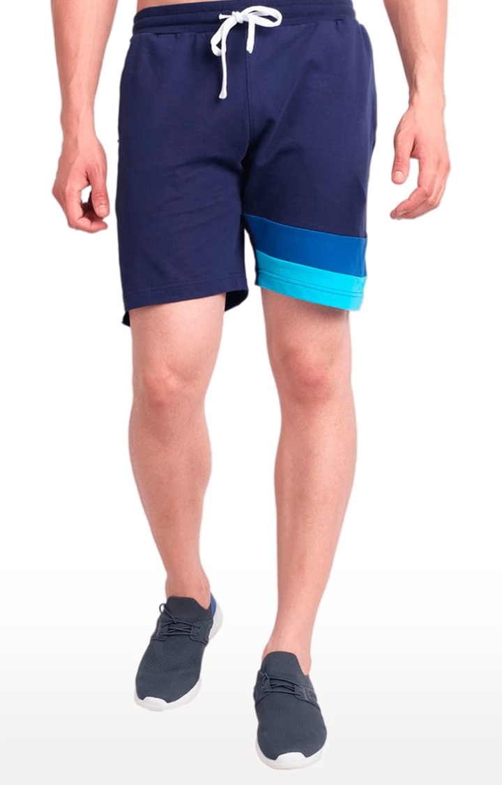 Men's Blue Cotton Solid Activewear Shorts