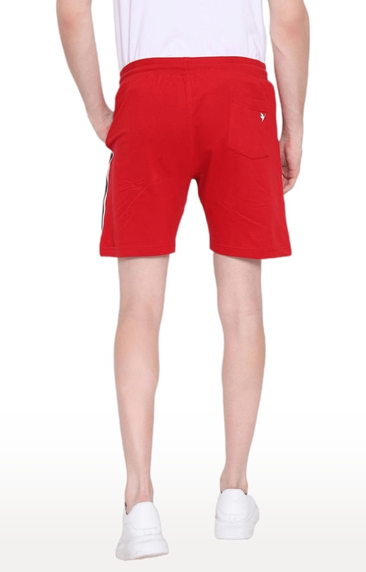 Men's Red Cotton Solid Activewear Shorts