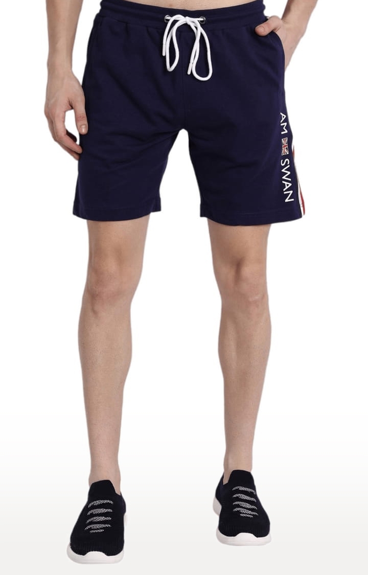 Am Swan | Men's Blue Cotton Solid Activewear Shorts