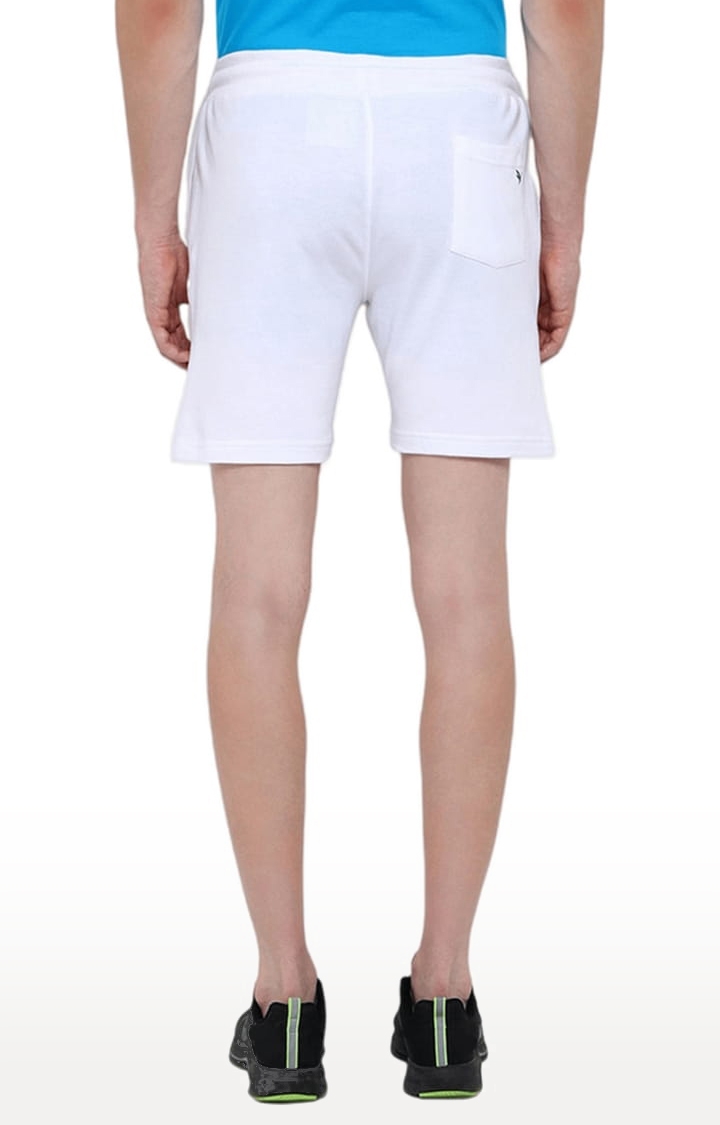 Men's White Cotton Solid Activewear Shorts