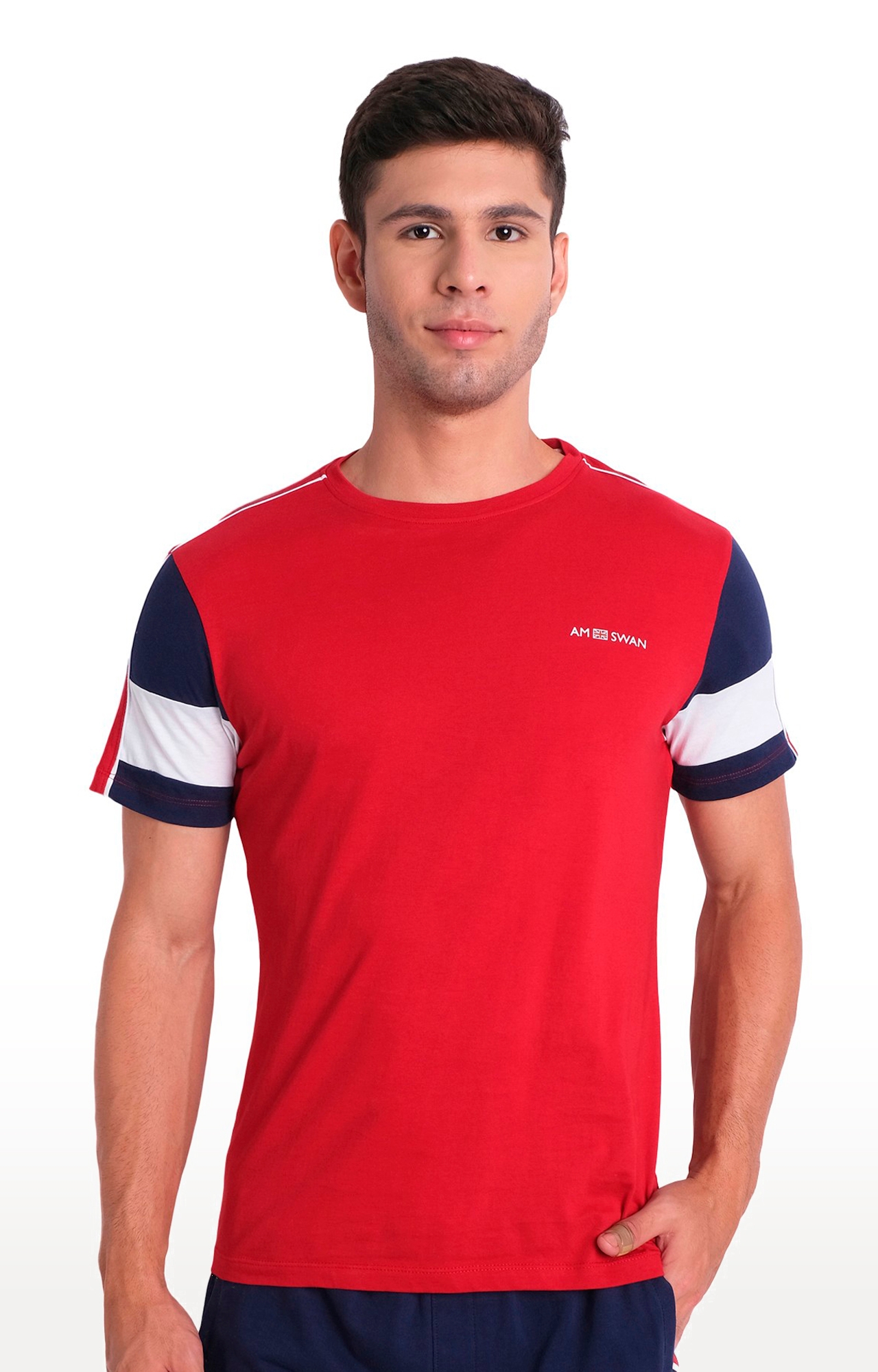 Men's Red Cotton Solid Regular T-Shirt