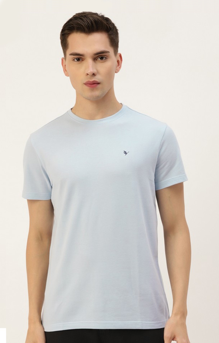 Am Swan | Men's Grey Cotton Solid Regular T-Shirt