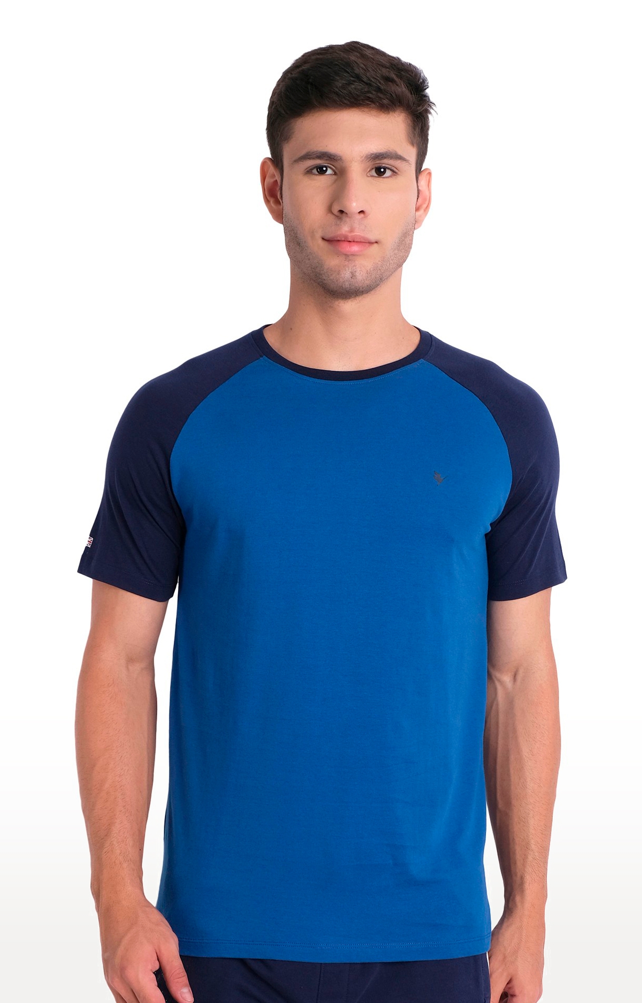 Am Swan | Men's Blue Cotton Solid Regular T-Shirt