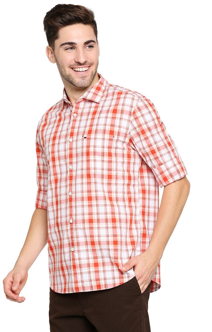 Basics | Orange Checked Casual Shirts 2