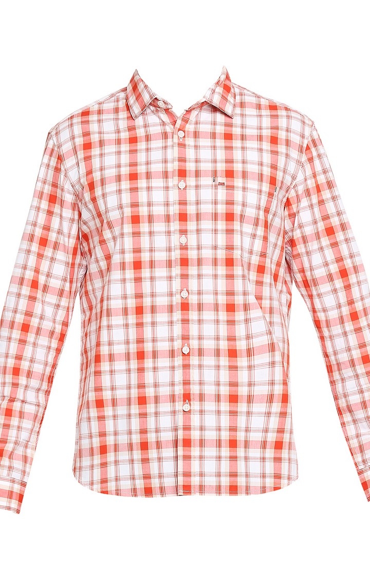 Basics | Orange Checked Casual Shirts 5
