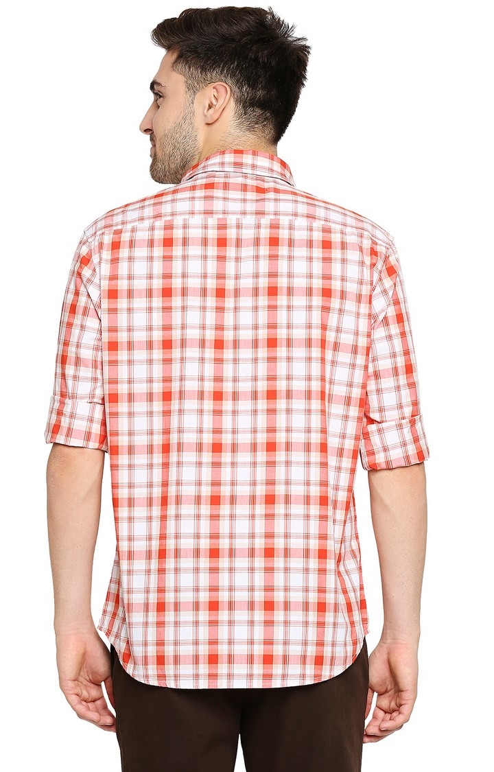 Basics | Orange Checked Casual Shirts 3