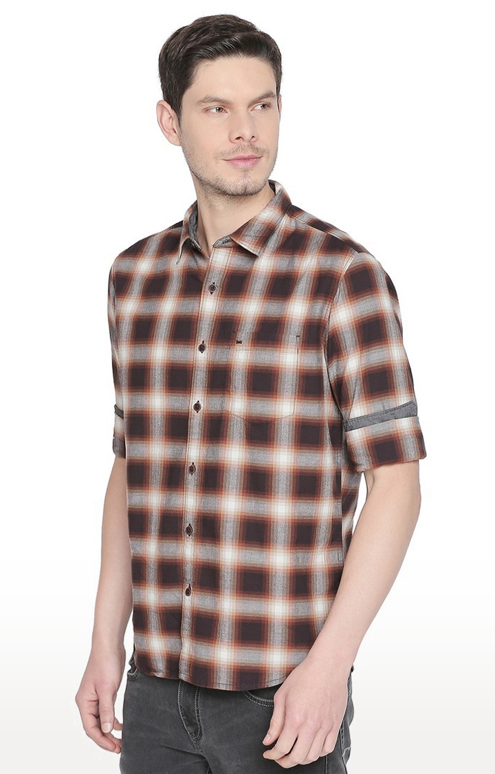 Basics | Brown Checked Casual Shirts 0