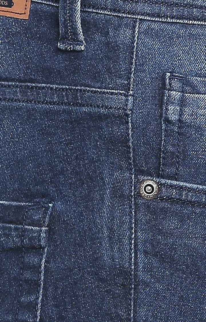 Basics | Men's Navy Cotton Blend Solid Jeans 4