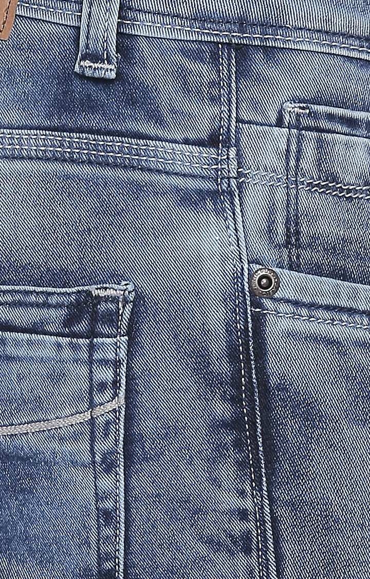 Basics | Men's Blue Cotton Blend Solid Jeans 4