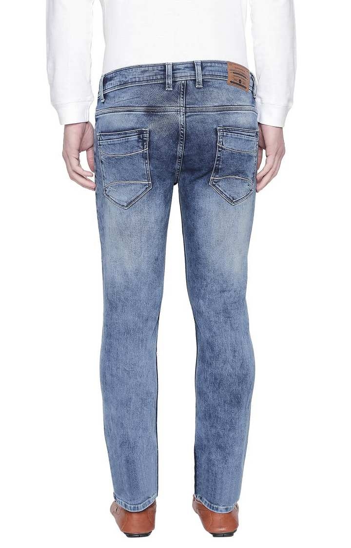 Basics | Men's Blue Cotton Blend Solid Jeans 3