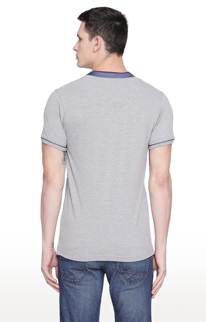 Basics | Men's Grey Cotton Blend Solid T-Shirt 1