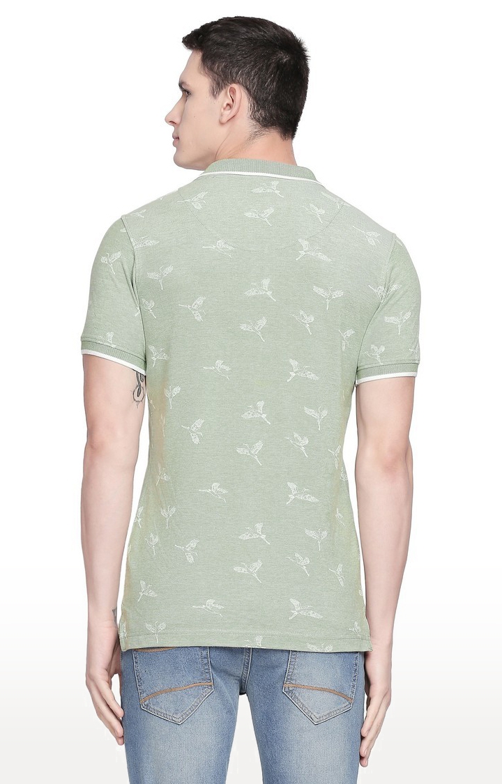 Basics | Men's Green Cotton Printed T-Shirt 1